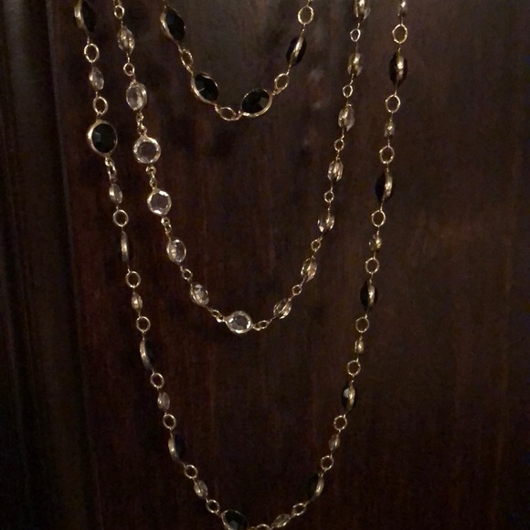 White House Black Market Jewelry - Triple strand faceted black and clear stones